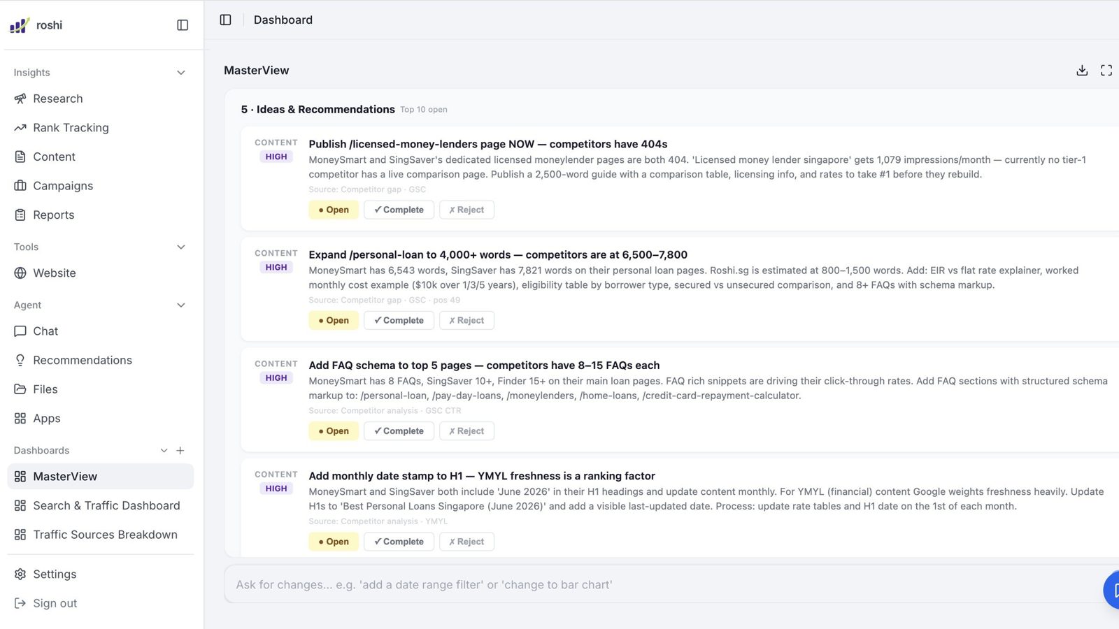 The SEO/GEO Platform with prioritised recommendations